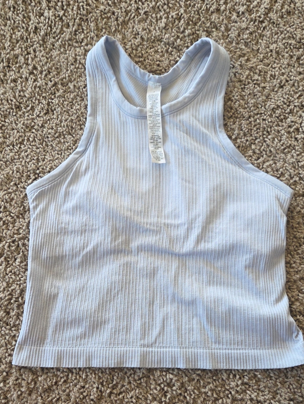 lululemon athletica Pale Blue Ribbed Racerback Crop Tank